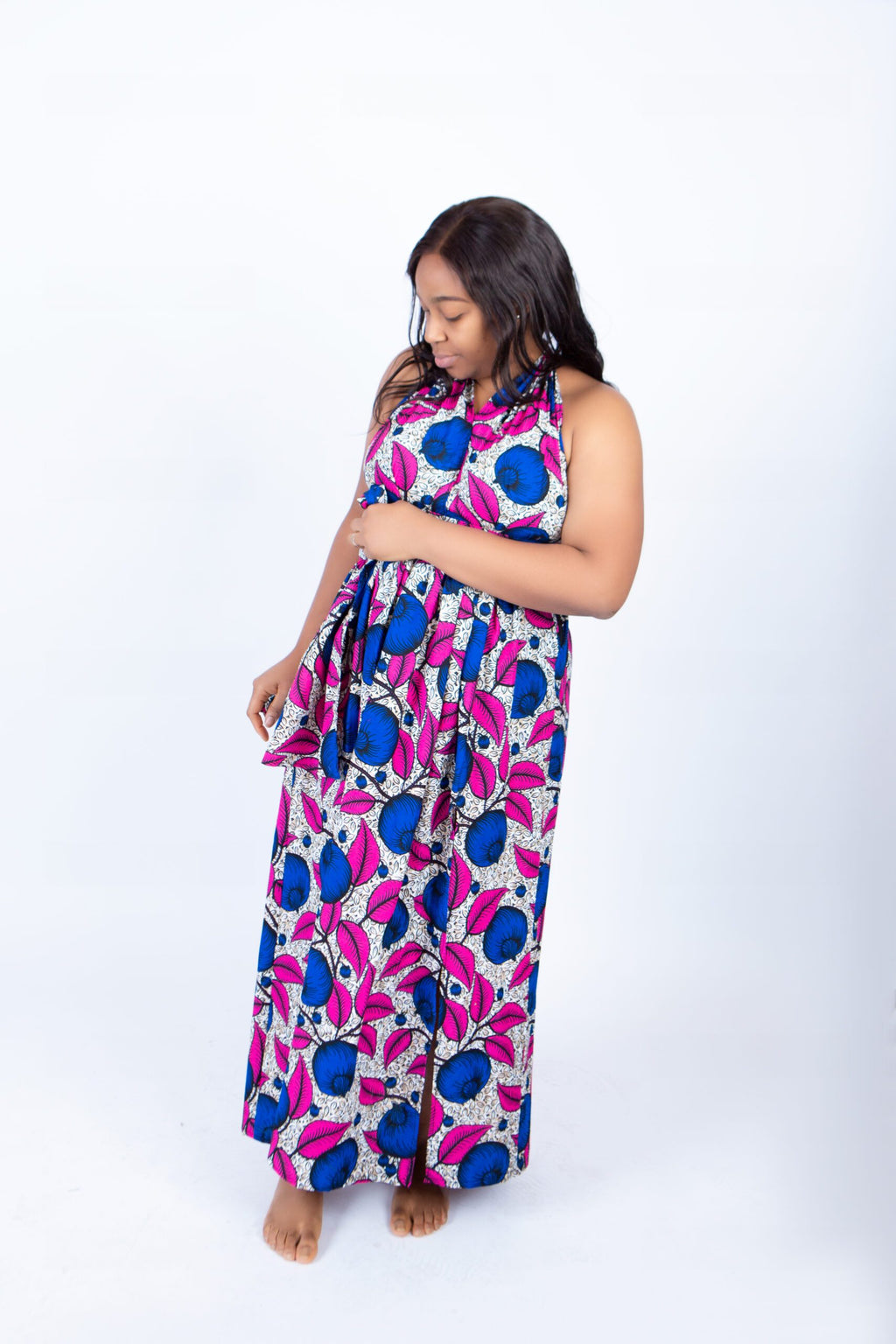 Alisa Pink Multi-colour African Print Infinity Maxi Dress
