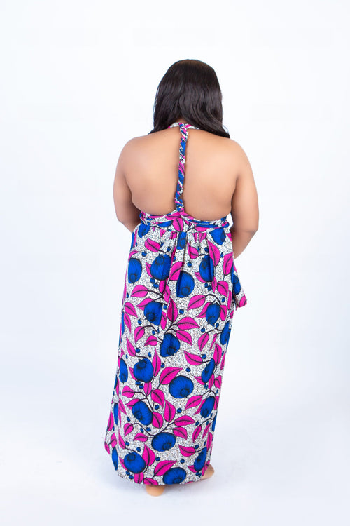Alisa Pink Multi-colour African Print Infinity Maxi Dress