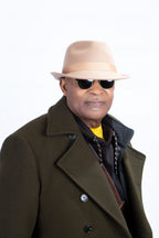 Men's Fedora Hat in Basic Beige with Ribbon