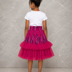 Girls African Print  Tulle Layered Skirt