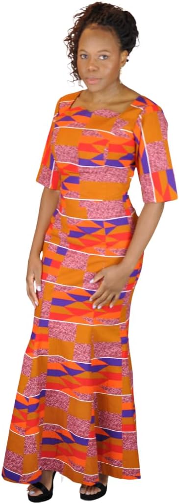 Teefah Colourful Kente African Silhouette Dress