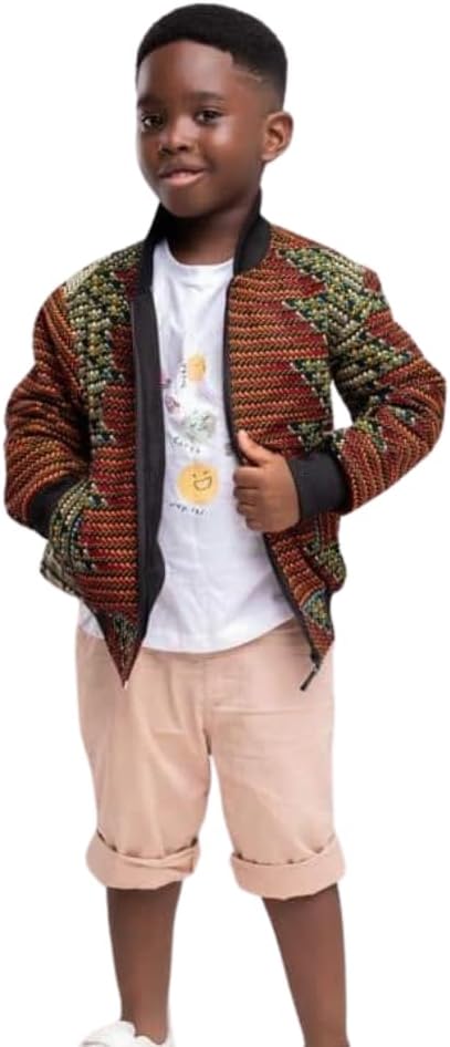 Kids Unisex Abeba African Print Bomber Jacket – Age 8-10