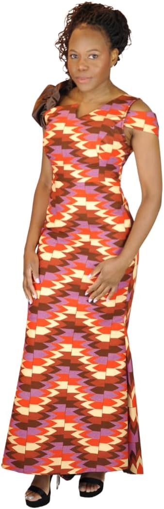 Mustard Brown Check African Mermaid Dress