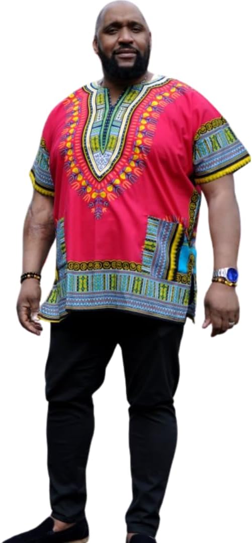 Red & Multi-Colour Dashiki Shirt