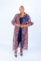 Tiana Deep Blue Ankara Weaved Long Puff Sleeve Overthrow
