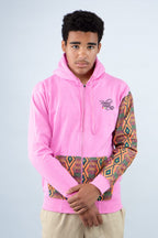 Pink Unisex Afro-Fusion Zip Hoodie – Bold African Design