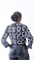 Anna Beautiful Black and White Cross Ankara Cropped Jacket