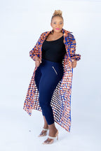 Tiana Deep Blue Ankara Weaved Long Puff Sleeve Overthrow