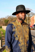Navy & Gold Embroidered Shirt