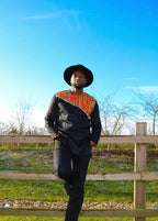 Mixed Kente Print Black Polished Cotton Shirt