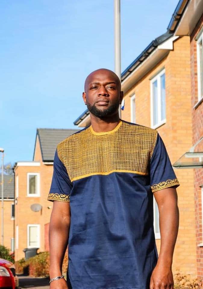 Navy Blue & Gold Embroidery Shirt