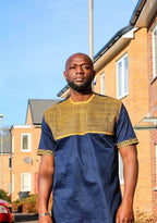 Navy Blue & Gold Embroidery Shirt