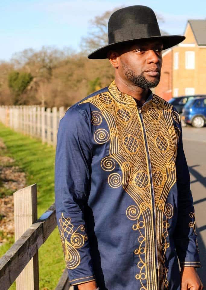 Navy & Gold Embroidered Shirt