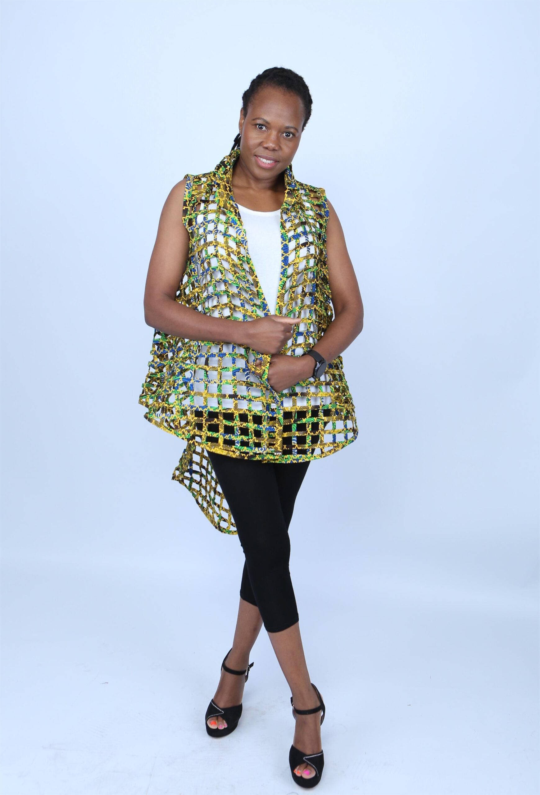 Colourful Woven Asymmetrical Collared Kimono - Falomo