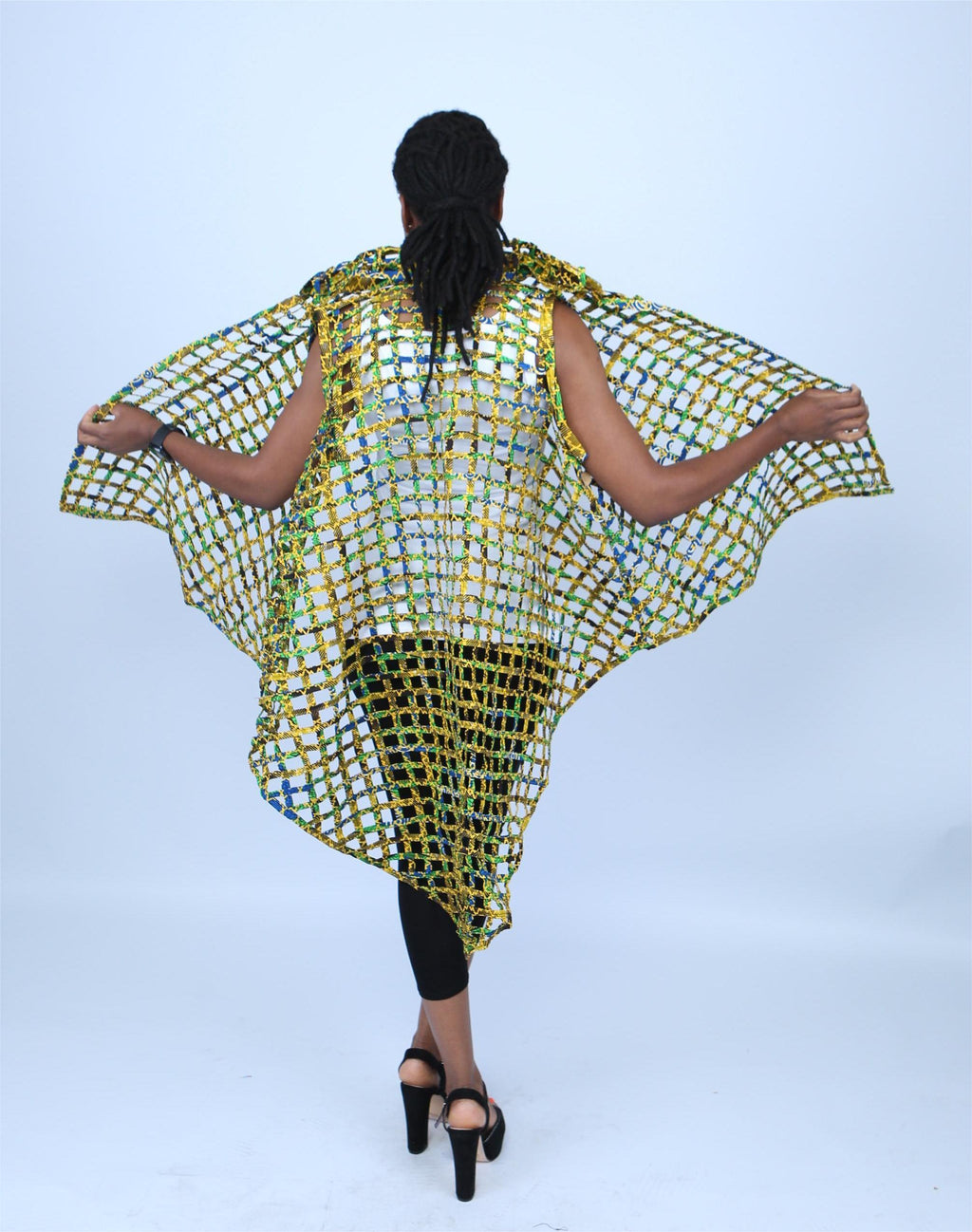 Colourful Woven Asymmetrical Collared Kimono - Falomo