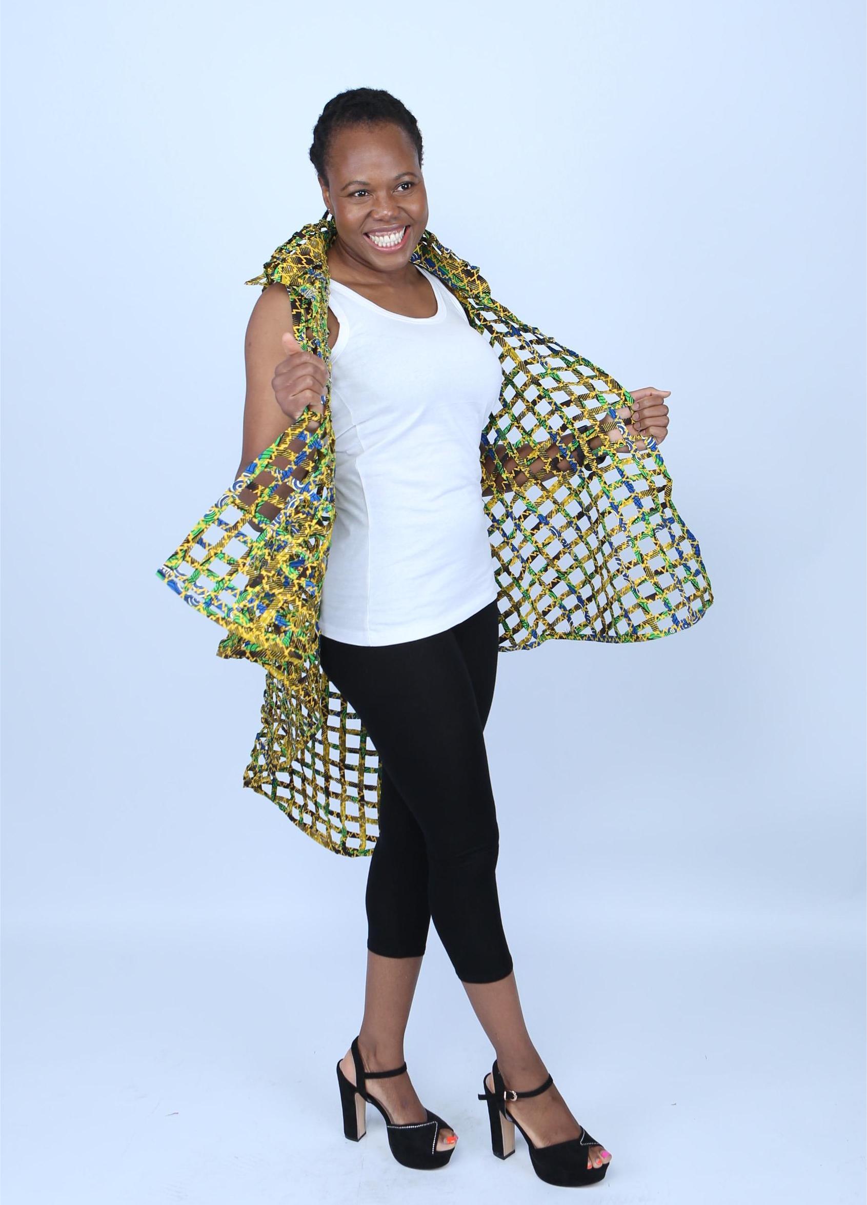 Colourful Woven Asymmetrical Collared Kimono - Falomo