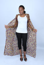 Multicoloured Ankara Weaved Maxi Sleeveless Kimono - Nisi