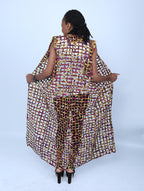 Multicoloured Ankara Weaved Maxi Sleeveless Kimono - Nisi