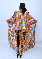 Multicoloured Ankara Weaved Maxi Sleeveless Kimono - Afolabi