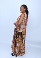 Multicoloured Ankara Weaved Maxi Sleeveless Kimono - Afolabi