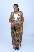 Multicoloured Ankara Weaved Maxi Sleeveless Kimono - Bege