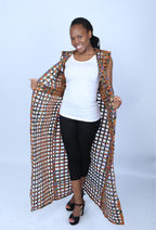 Multicoloured Ankara Weaved Maxi Sleeveless Kimono - Lina