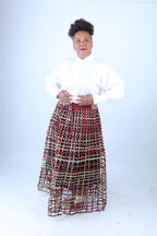 Mita Weaved Stylish African Mix Ankara Print Skirt