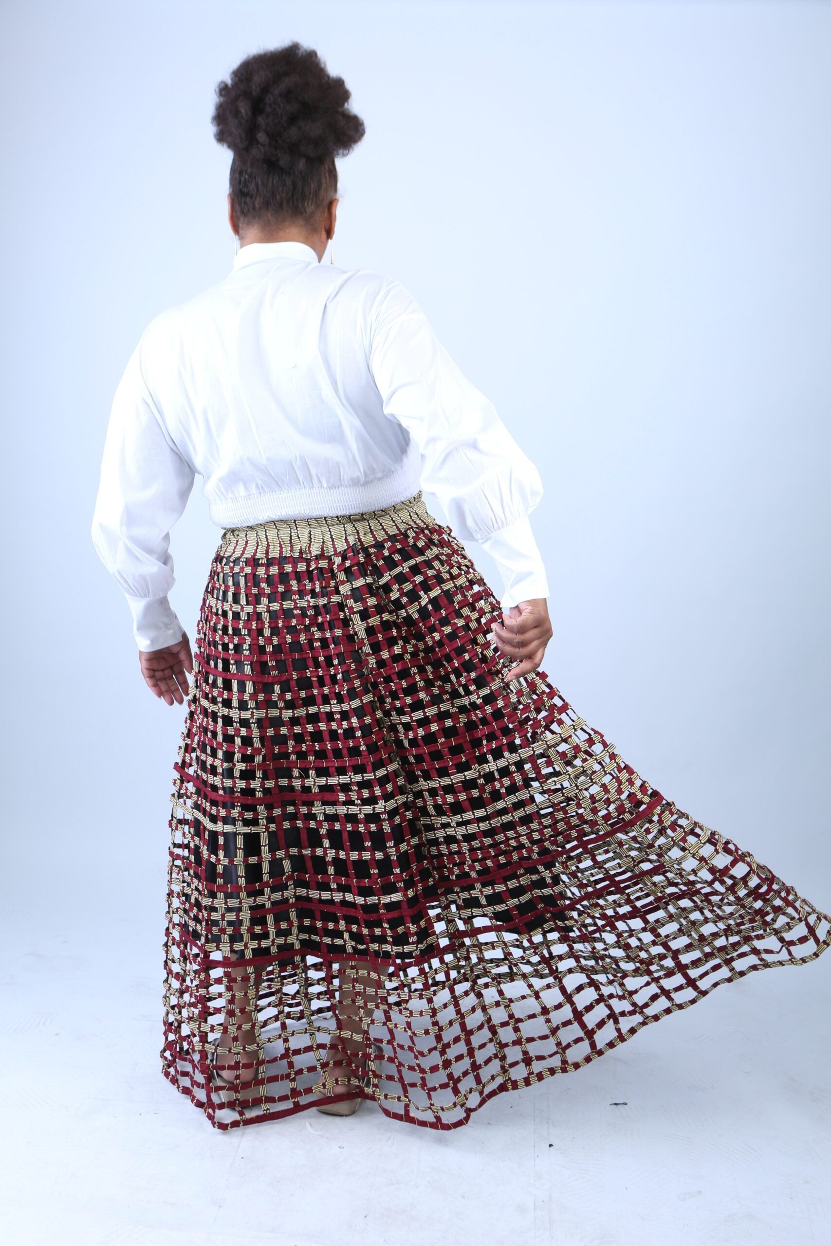 Mita Weaved Stylish African Mix Ankara Print Skirt