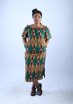 Chic Off-Shoulder African Print Midi Dress - Vero