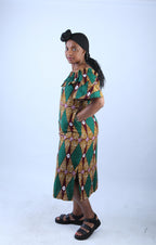 Chic Off-Shoulder African Print Midi Dress - Vero