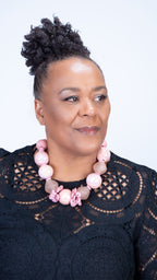 Nkiru Pink Glass Stone Beaded Necklace Set