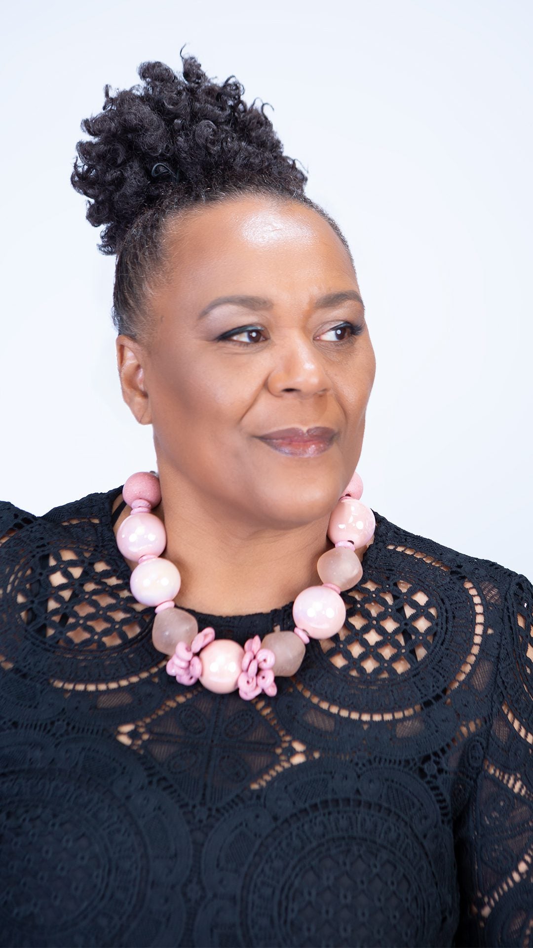 Nkiru Pink Glass Stone Beaded Necklace Set
