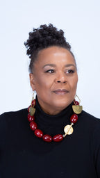 Langa Bold Dark Red Beaded Statement Necklace