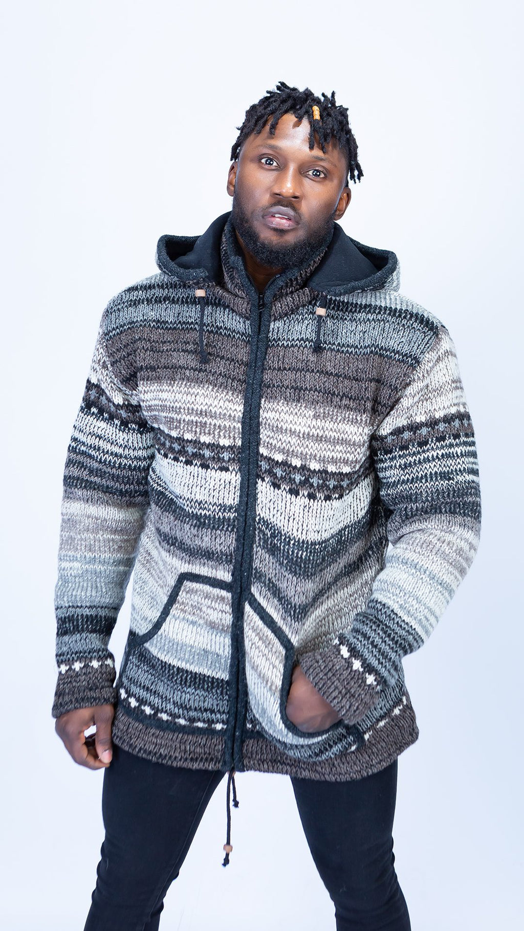 Woolen Hoodie Jumper in Grey Hues Quality Handmade