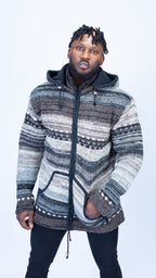 Woolen Hoodie Jumper in Grey Hues Quality Handmade