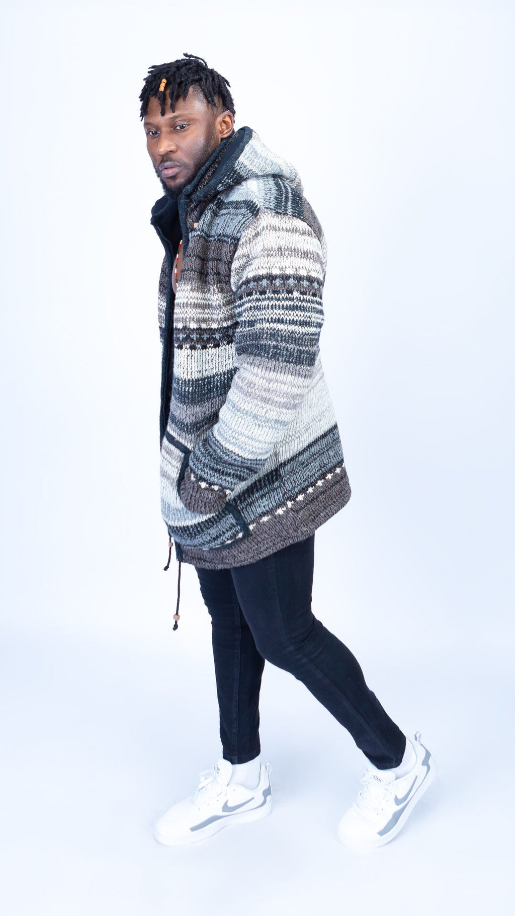 Woolen Hoodie Jumper in Grey Hues Quality Handmade