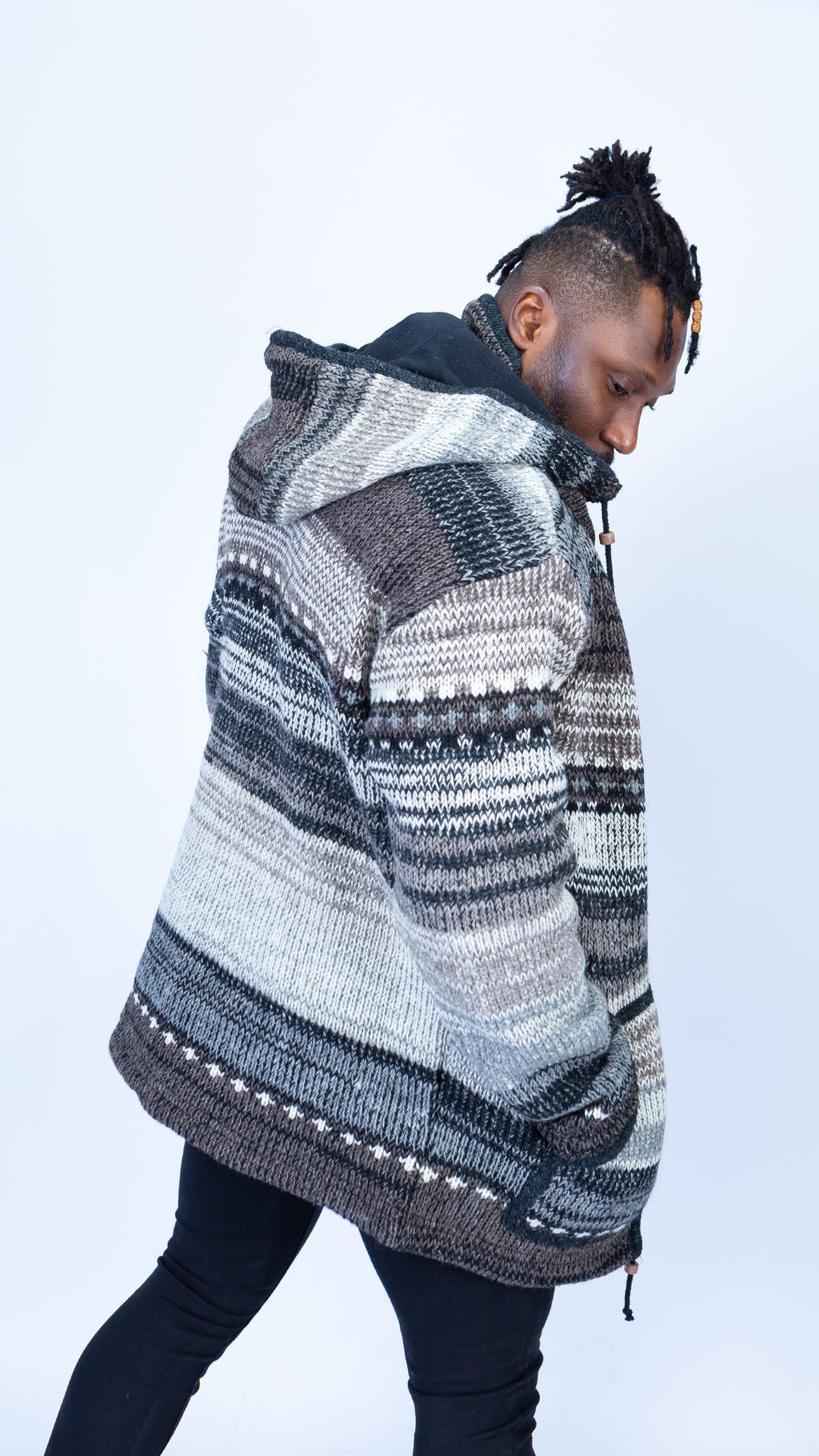 Woolen Hoodie Jumper in Grey Hues Quality Handmade