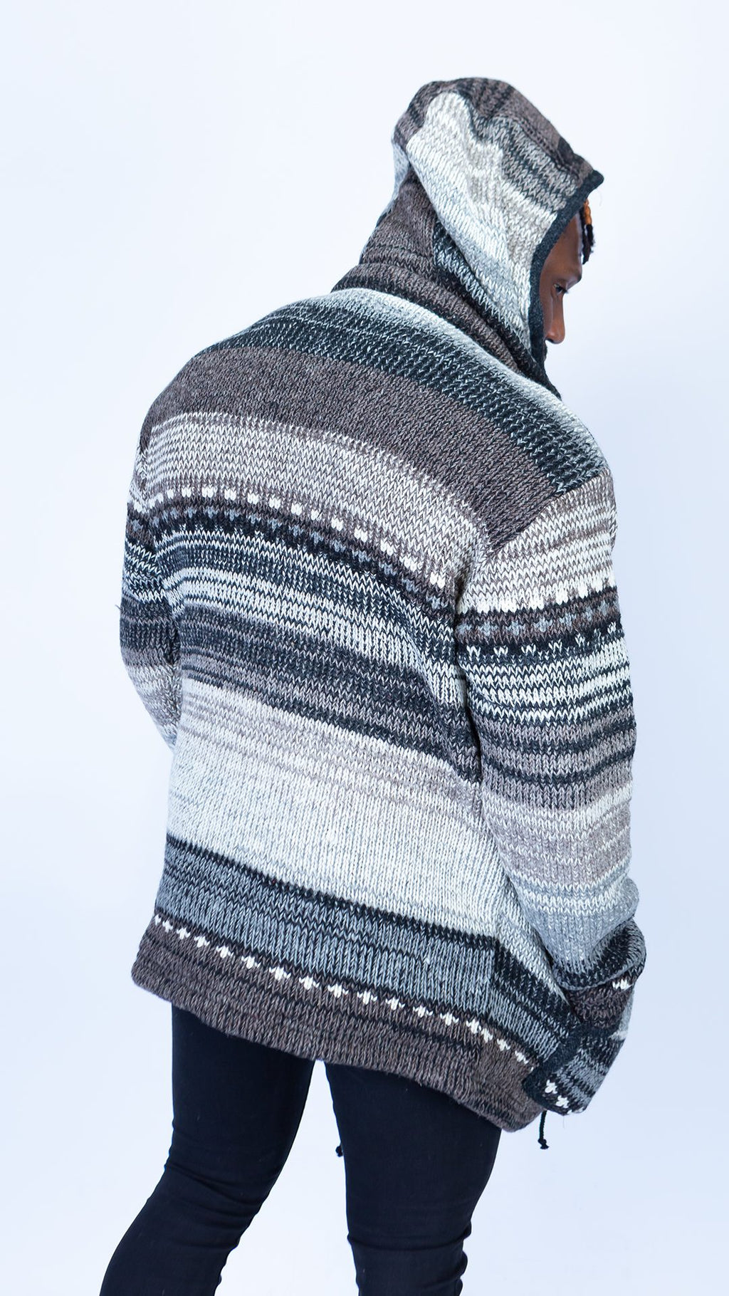 Woolen Hoodie Jumper in Grey Hues Quality Handmade