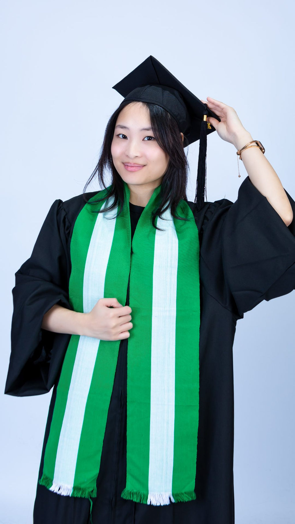 Authentic White And Green  Handwoven Nigerian Muffler  Graduation Stole