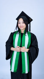 Authentic White And Green  Handwoven Nigerian Muffler  Graduation Stole