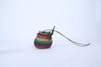 Handwoven Round Basket with Lid and Crossbody Strap