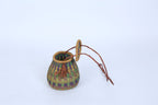 Handwoven Rotund Basket Green and Purple with Lid