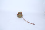 Handwoven Rotund Basket Green and Purple with Lid