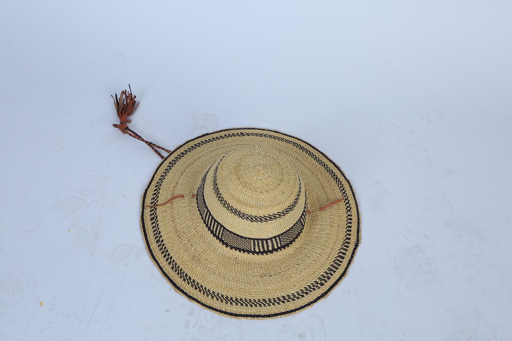 African Sun Hat Handmade Exquisitely in Ghana with Black Details