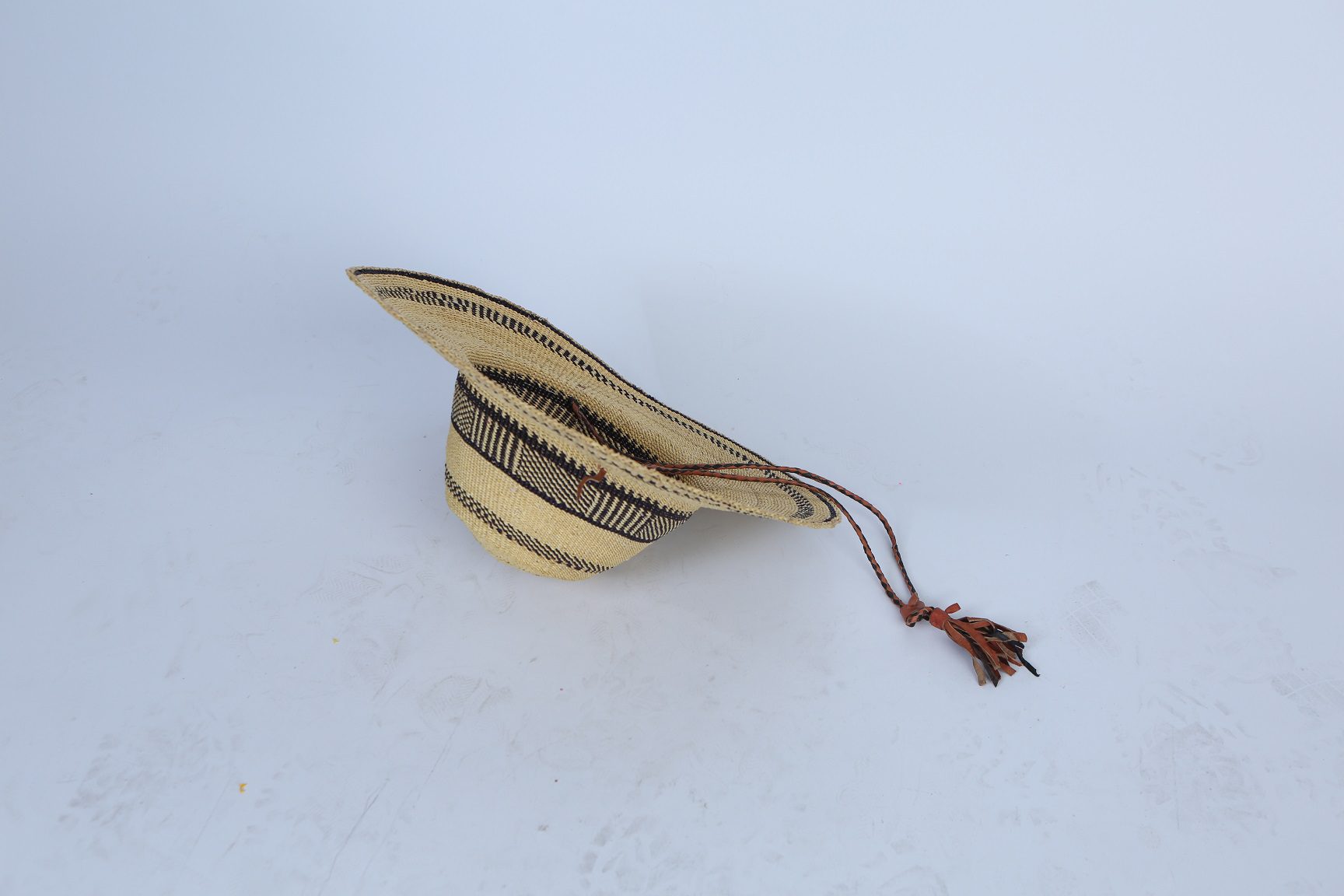 African Sun Hat Handmade Exquisitely in Ghana with Black Details