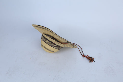 African Sun Hat Handmade Exquisitely in Ghana with Black Details