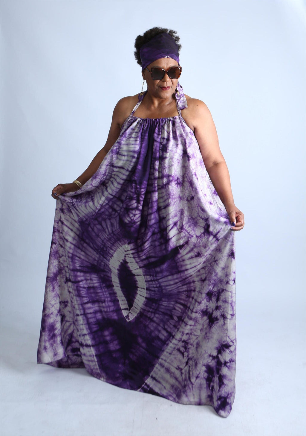 Tie-Dye Kaftan with Matching Headscarf- Fola