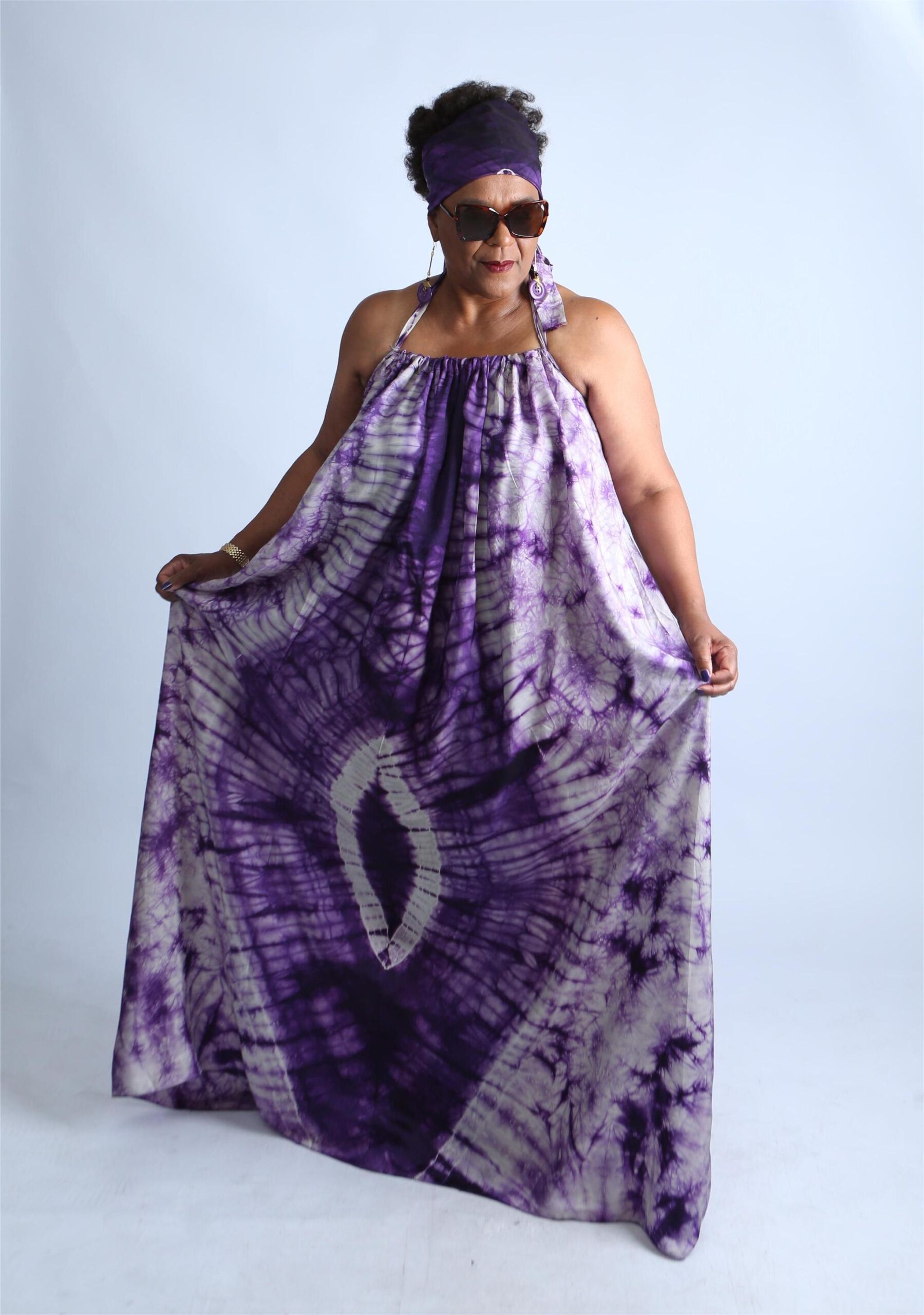 Tie-Dye Kaftan with Matching Headscarf- Fola