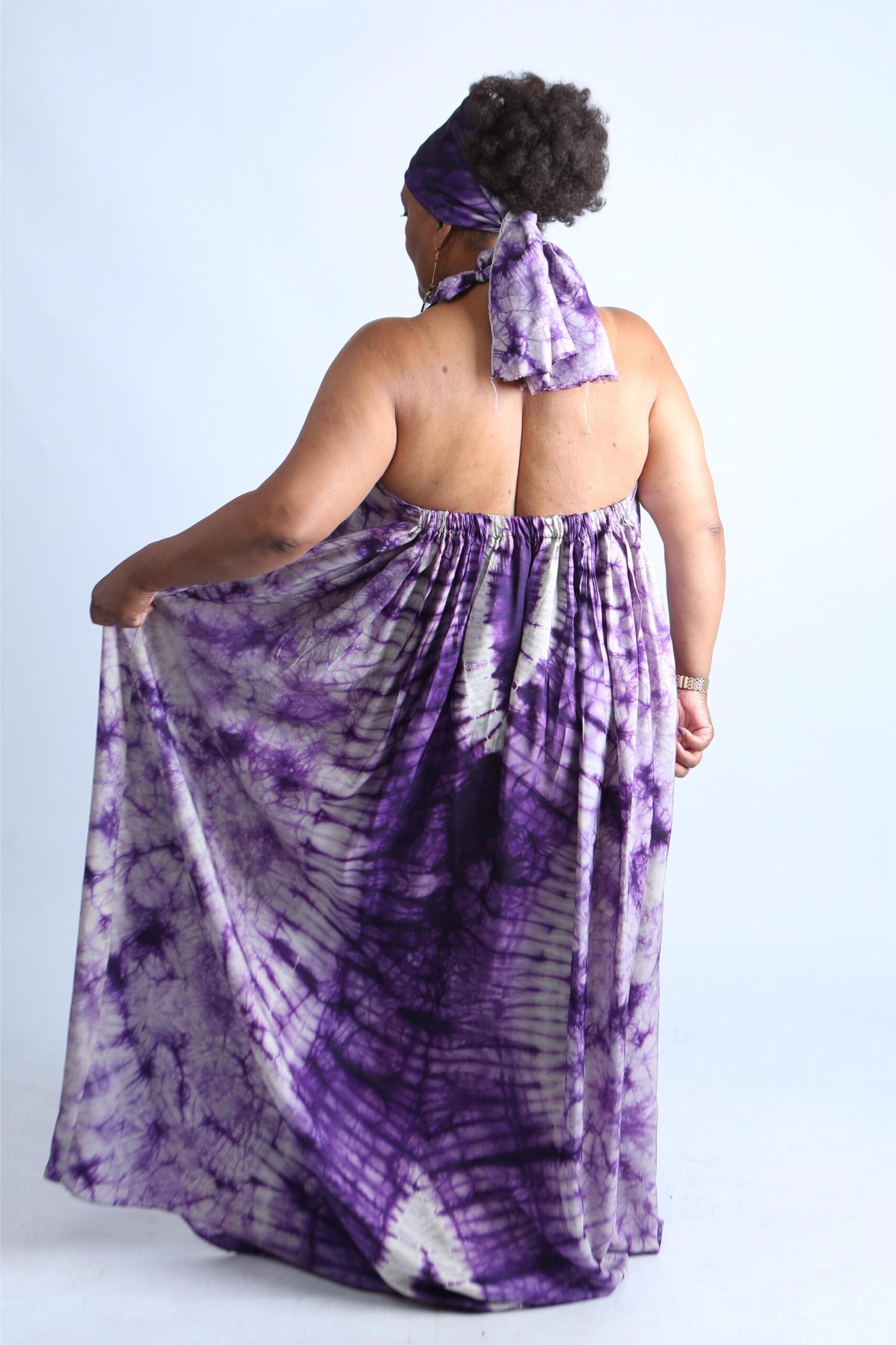 Tie-Dye Kaftan with Matching Headscarf- Fola