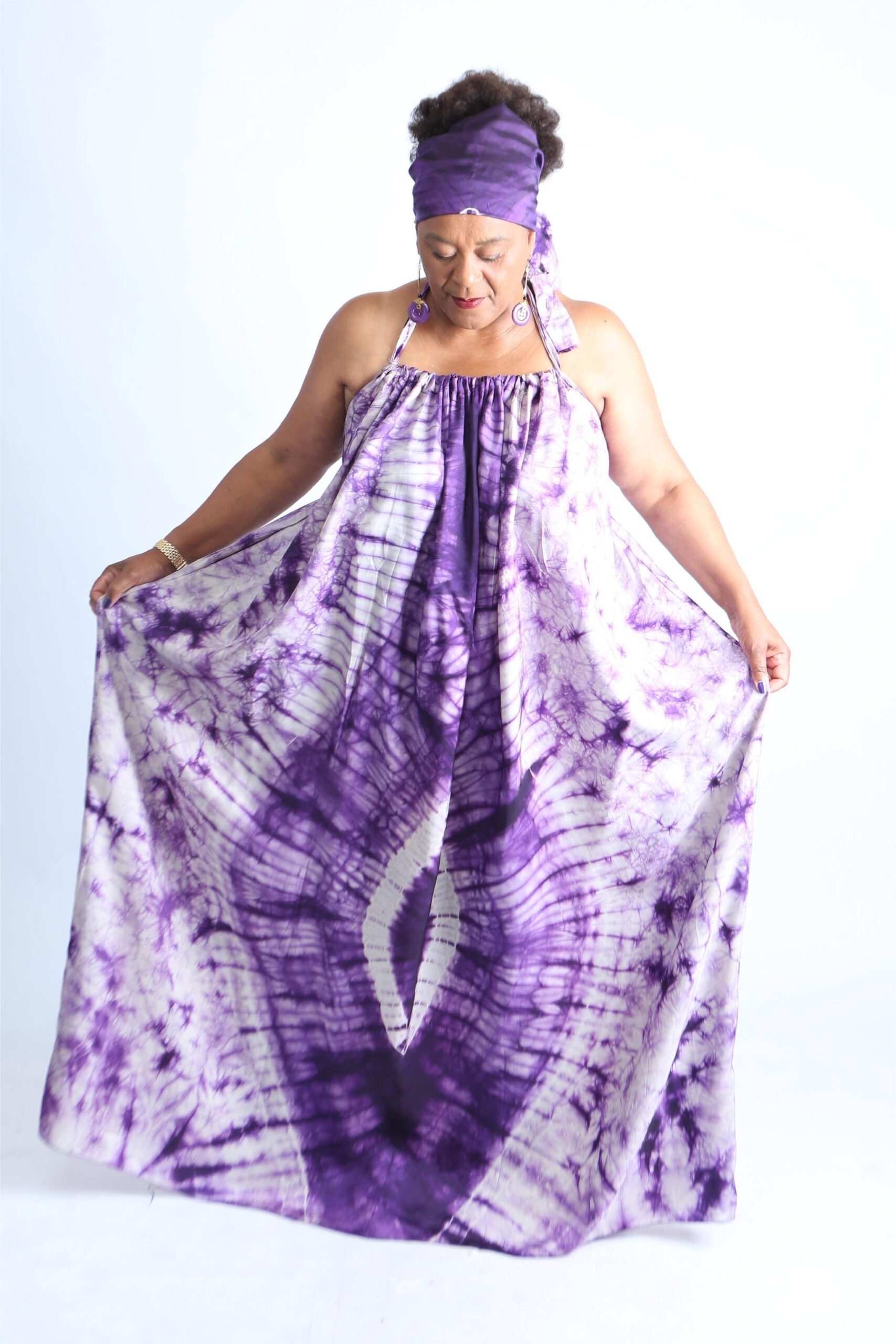 Tie-Dye Kaftan with Matching Headscarf- Fola